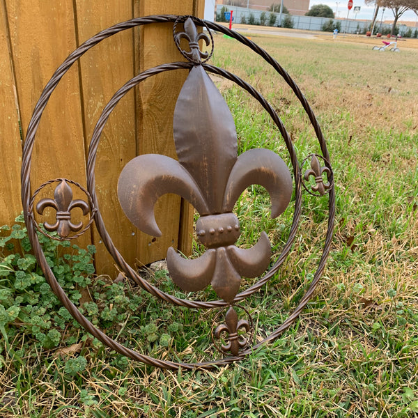 MULTI FLEUR DE LIS METAL WALL ART WESTERN HOME DECOR VINTAGE RUSTIC BROWN ART NEW