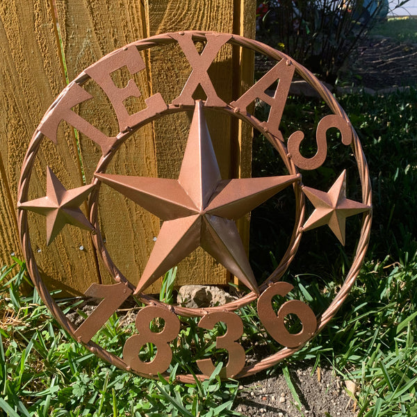 16", 20", 24", 32" TEXAS 1836 HAMMERED COPPER  BARN STAR METAL WALL WESTERN HOME DECOR RED WHITE BLUE ART