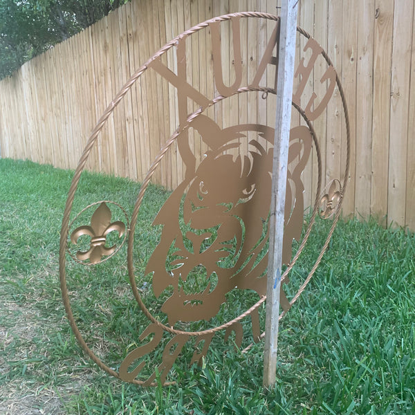 12",18", 24", 32", 36" GEAUX TIGERS HAMMERED COPPER CUSTOM METAL VINTAGE CRAFT SIGN TEAM HANDMADE