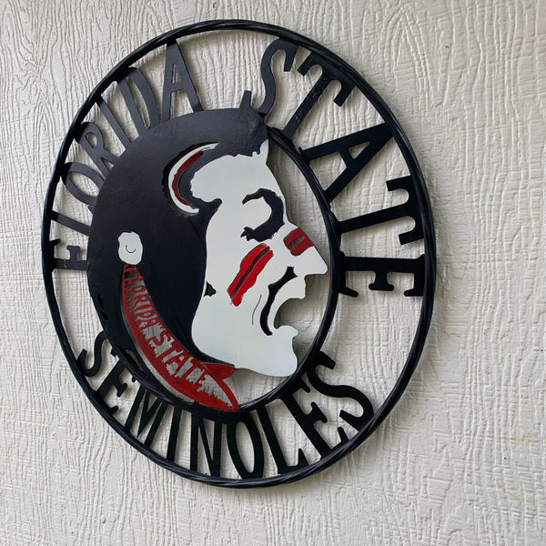 12", 18", 24", 32" FSU FLORIDA STATE SEMINOLES INDIAN LOGO METAL CUSTOM VINTAGE CRAFT TEAM SIGN