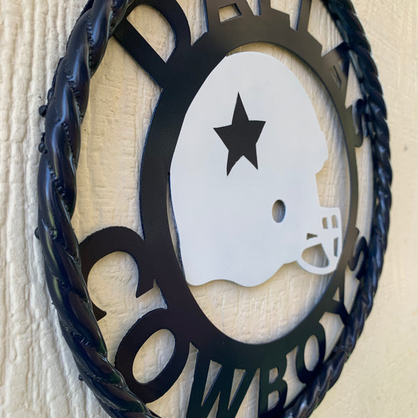 12", 18", 24", 32" DALLAS COWBOYS HELMET SIGN NAVY BLUE & WHITE METAL CUSTOM VINTAGE CRAFT WALL ART TEAM SIGN HANDMADE