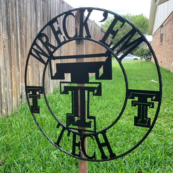 12", 18", 24", 32" WRECKEM TEXAS TECH METAL CUSTOM VINTAGE CRAFT TEAM SIGN HANDMADE