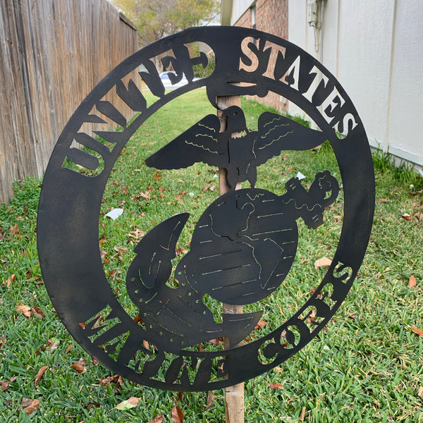 24" USA MARINE CORPS MILITARY LASERCUT BLACK CUSTOM VINTAGE METAL CRAFT WALL ART DECOR WESTERN HOME DECOR HANDMADE