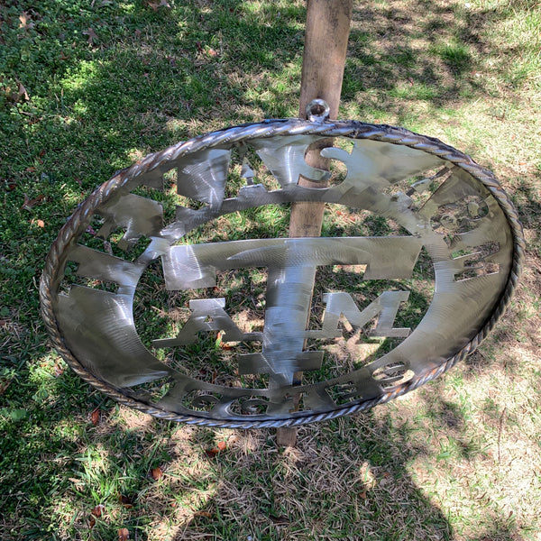 24" TEXAS A&M WIDE BAND RAW METAL CUSTOM VINTAGE CRAFT WALL ART TEAM SIGN HANDMADE