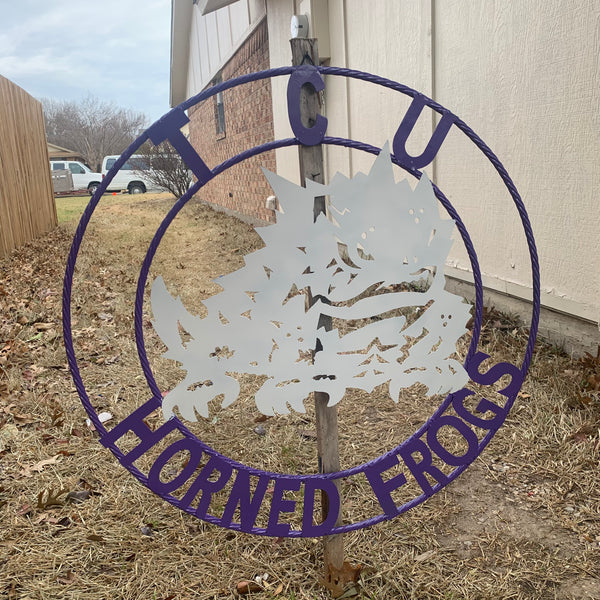 12",18",24",32",36" TCU HORNED FROGS CUSTOM METAL VINTAGE CRAFT TEAM SIGN HANDMADE