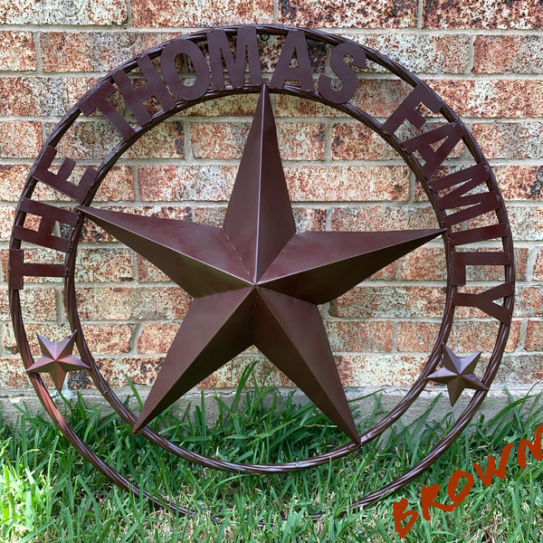 KOLET FAMILY STYLE YOUR CUSTOM FAMILY NAME STAR METAL BARN STAR ROPE RING KOLET FAMILY WESTERN HOME DECOR VINTAGE RUSTIC BROWN NEW HANDMADE 24",32",34",36",40",42",44",46",50"