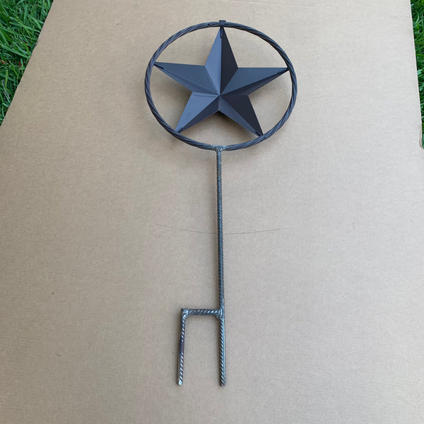10",12",16",24" STAR STAKE METAL BARN STAR WITH TWISTED ROPE RING WESTERN HOME DECOR BROWN