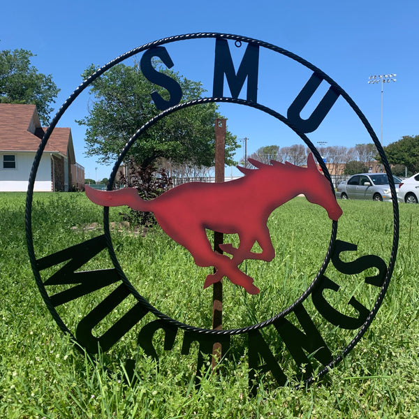 12",18",24",32",36" SMU MUSTANGS METAL CUSTOM VINTAGE CRAFT WALL ART TEAM SIGN HANDMADE