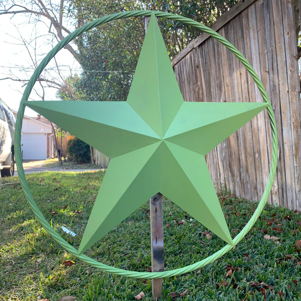 APPLE GREEN BARN STAR METAL LONESTAR TWISTED ROPE RING WESTERN HOME DECOR HANDMADE #EH10836