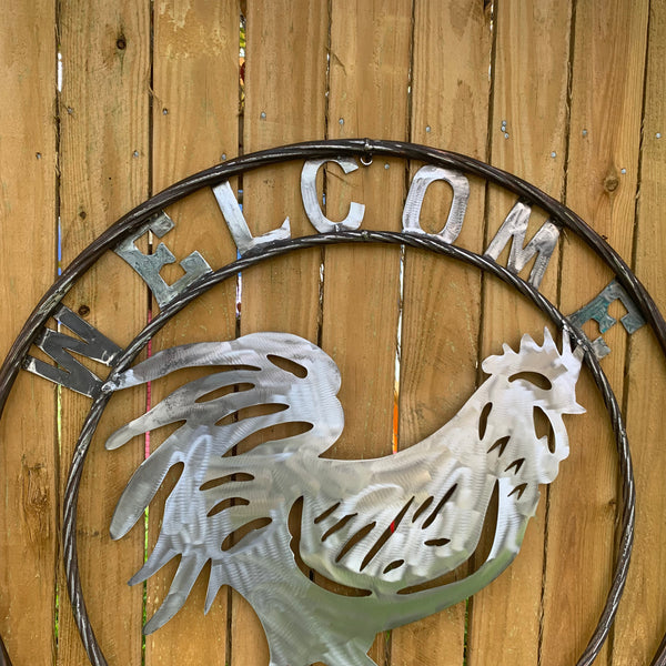 YOUR CUSTOM NAME ROOSTER LASERCUT RAW METAL ART WITH RING DESIGN WESTERN METAL ANIMAL ART HOME WALL DECOR BRAND NEW