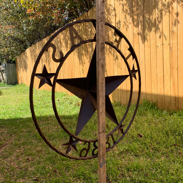 24", 32",36",40" TEXAS 1836 RUSTIC BROWN BARN STAR METAL WALL WESTERN HOME DECOR HANDMADE