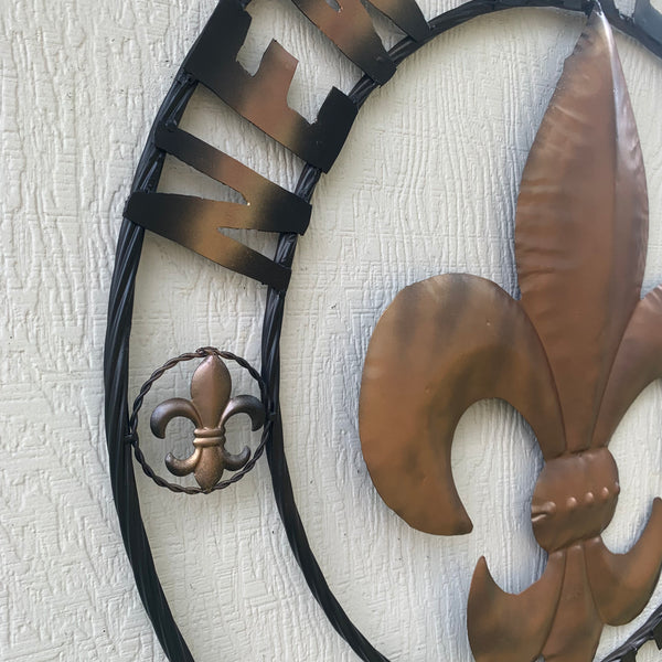 18", 24", 32" NEW ORLEANS SAINTS METAL SIGN WALL ART WESTERN HOME DECOR RUSTIC GOLD & BLACK ART NEW