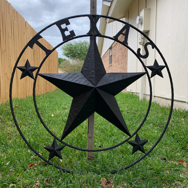 24", 32", 34", 40" TEXAS LICENSE PLATE RUSTIC BLACK BARN STAR METAL WALL WESTERN HOME DECOR RUSTIC TEXAS ART NEW