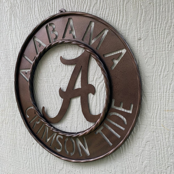 ALABAMA CRIMSON TIDE WIDE BAND RING CUSTOM METAL VINTAGE CRAFT TEAM SIGN HANDMADE
