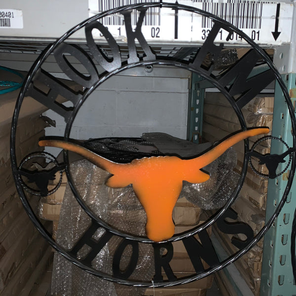 HOOKEM HORNS TEXAS LONGHORNS HOOK EM METAL CUSTOM VINTAGE CRAFT WALL ART TEAM SIGN HANDMADE