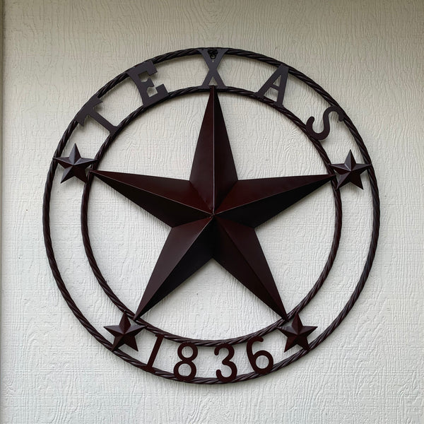 36" TEXAS 1836 BROWN BARN STAR METAL ART WESTERN HOME DECOR VINTAGE RUSTIC CRAFT ART