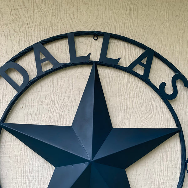 DALLAS COWBOYS NAVY BLUE BARN STAR METAL LONE STAR WESTERN HOME DECOR HANDMADE 24",32",36",40",42",44",46",50"