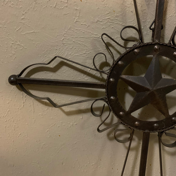 STAR METAL CROSS WALL ART DARK BRONZE COPPER