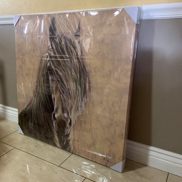 RA0056 36"x36" HORSE IN WIND CANVAS PAINTING PICTURE WESTERN COUNTRY HOME DECOR HANDMADE