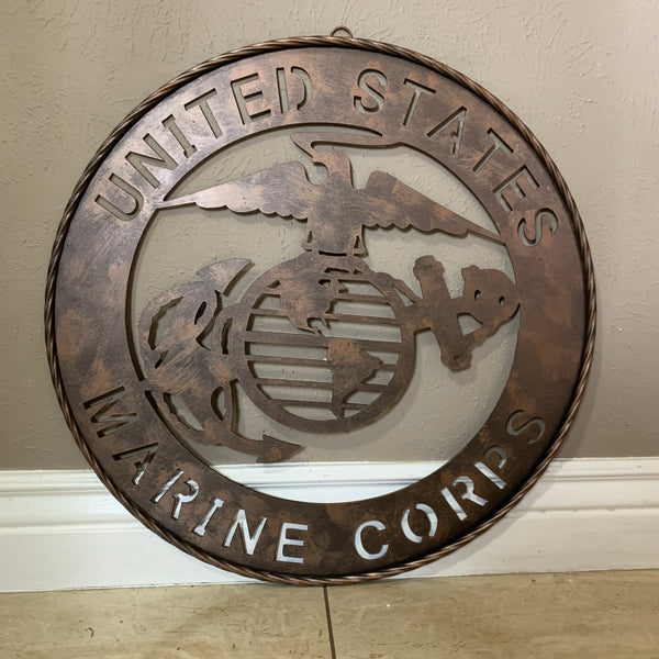#EH10851 24" UNITED STATES MARINE CORPS MILITARY LASERCUT METAL WALL ART SIGN WESTERN HOME DECOR HANDMADE BRONZE