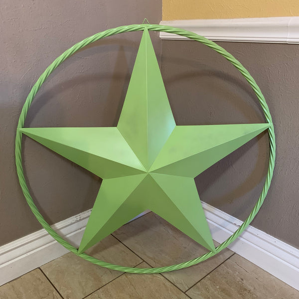 APPLE GREEN BARN STAR METAL LONESTAR TWISTED ROPE RING WESTERN HOME DECOR HANDMADE #EH10836