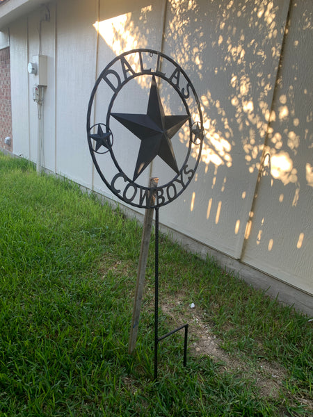 24" STAR & 34" STAKE DALLAS COWBOYS DECOR METAL ART WESTERN HOME WALL DECOR ALL RUSTIC BLACK STAR WITH 34" STAKE