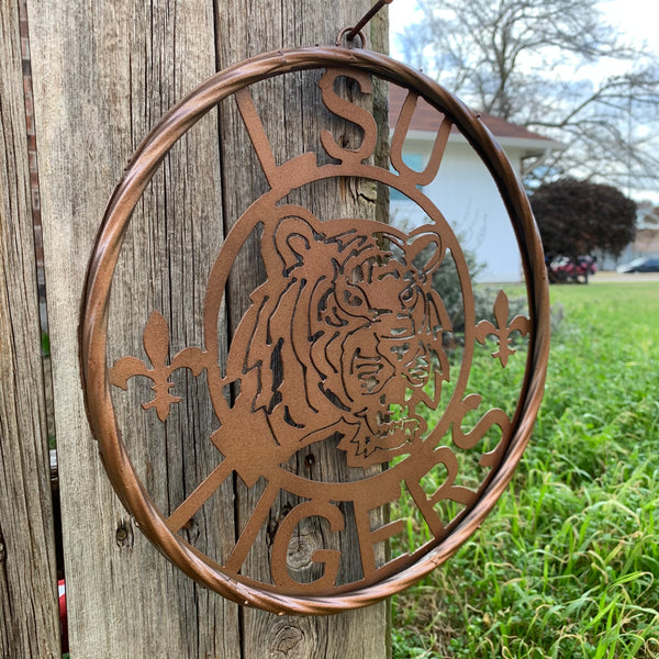 12" LSU TIGERS CUSTOM METAL VINTAGE CRAFT WESTERN HOME DECOR NEW