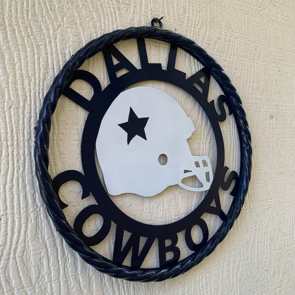 12", 18", 24", 32" DALLAS COWBOYS HELMET SIGN NAVY BLUE & WHITE METAL CUSTOM VINTAGE CRAFT WALL ART TEAM SIGN HANDMADE