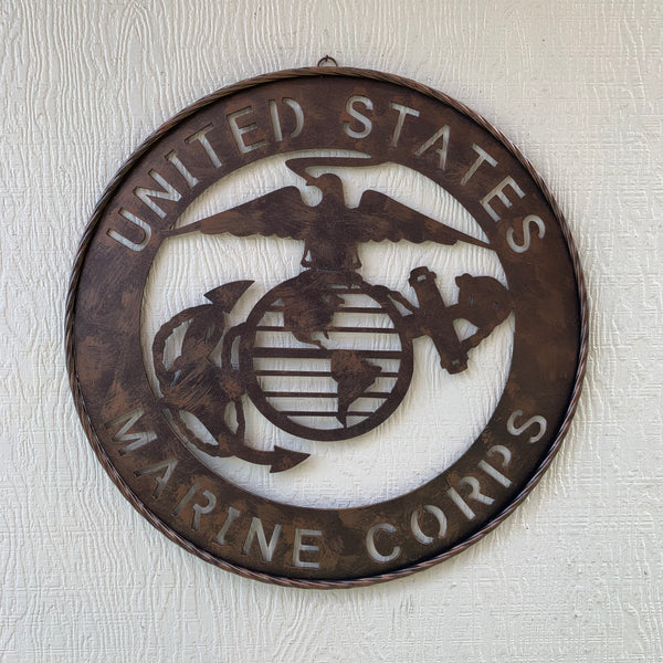 #EH10851 24" UNITED STATES MARINE CORPS MILITARY LASERCUT METAL WALL ART SIGN WESTERN HOME DECOR HANDMADE BRONZE