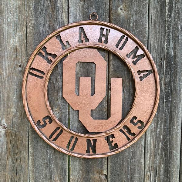 12",18",24",32" OU SOONERS HAMMERED COPPER CUSTOM METAL VINTAGE CRAFT TEAM SIGN HANDMADE CRAFT