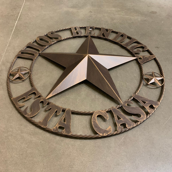 24", 32", 34", 40", 50" DIOS BENDIGA ESTA CASA BARN STAR METAL WALL WESTERN HOME DECOR RUSTIC ART NEW HANDMADE