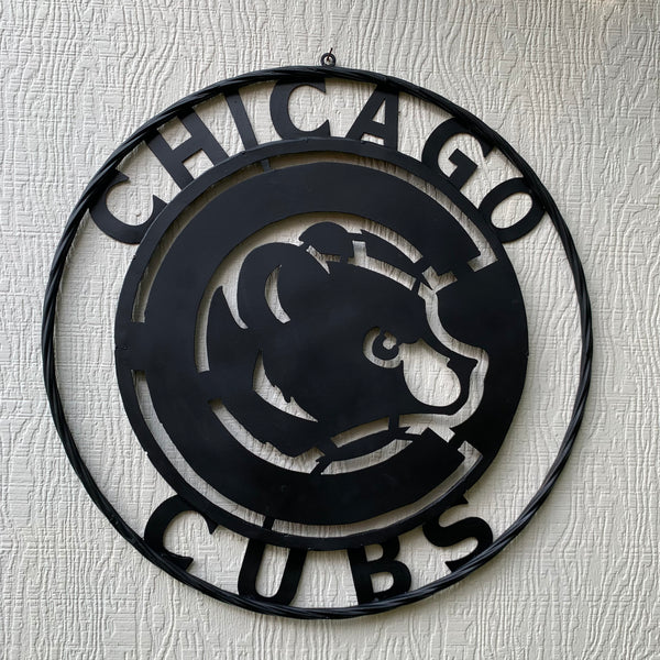 12", 18", 24", 32" CHICAGO CUBS CUSTOM BLACK & RAW METAL VINTAGE CRAFT TEAM SPORTS SIGN HANDMADE