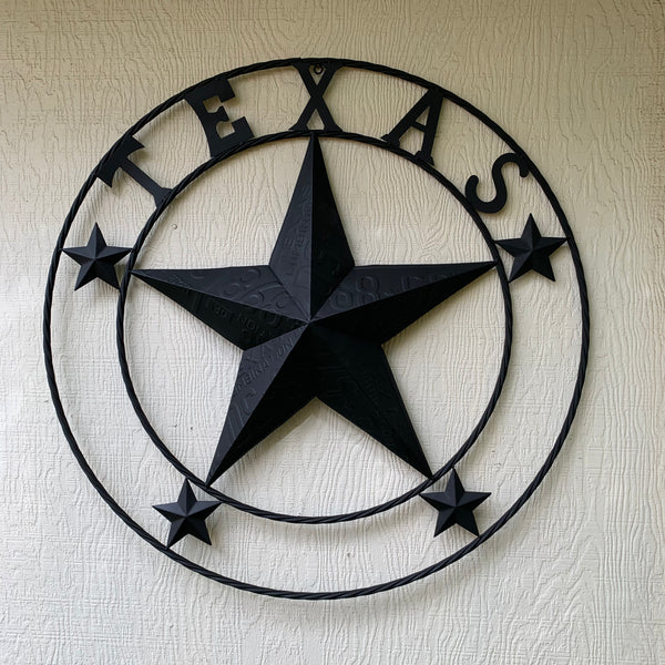 24", 32", 34", 40" TEXAS LICENSE PLATE RUSTIC BLACK BARN STAR METAL WALL WESTERN HOME DECOR RUSTIC TEXAS ART NEW