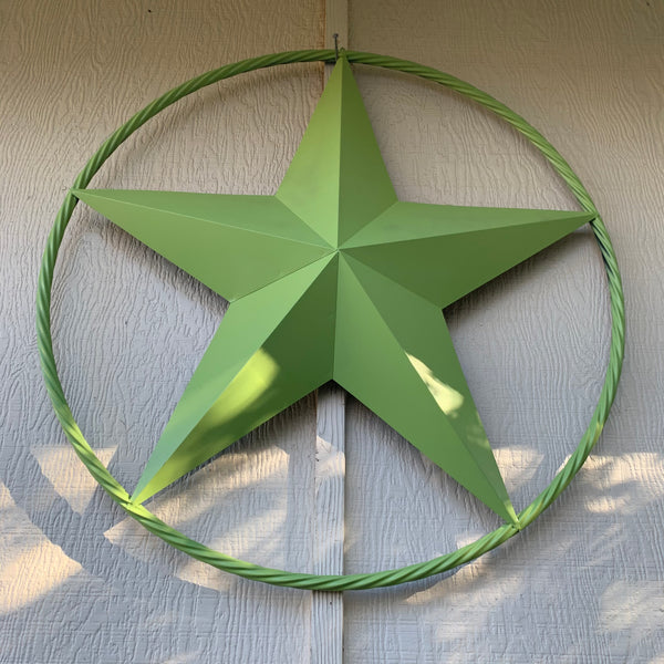 APPLE GREEN BARN STAR METAL LONESTAR TWISTED ROPE RING WESTERN HOME DECOR HANDMADE #EH10836