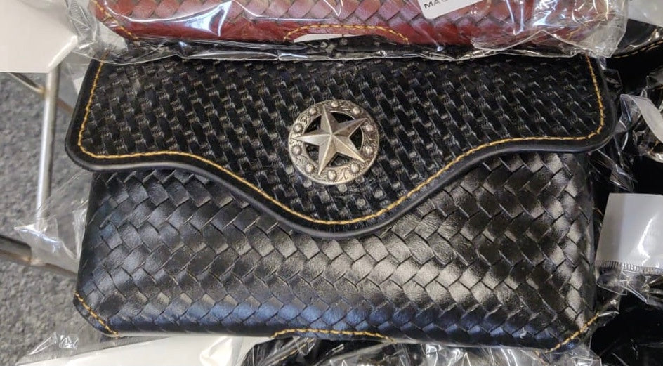 #LG703907  7" LONE STAR BLACK LEATHER POUCH EXTRA LARGE  BELT LOOP HOLSTER CELL PHONE CASE UNIVERSAL OVERSIZE--FREE SHIPPING