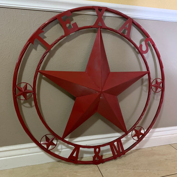 TEXAS A&M BURGUNDY RED BARN LONE STAR METAL CUSTOM VINTAGE CRAFT TEAM STAR WESTERN HOME DECOR HANDMADE SIZE:24",32",36",40",42",44",46",50"