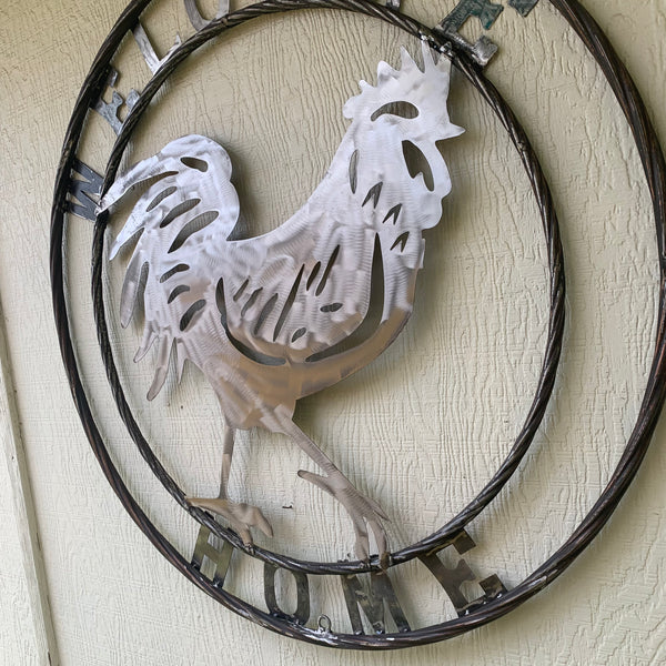 YOUR CUSTOM NAME ROOSTER LASERCUT RAW METAL ART WITH RING DESIGN WESTERN METAL ANIMAL ART HOME WALL DECOR BRAND NEW