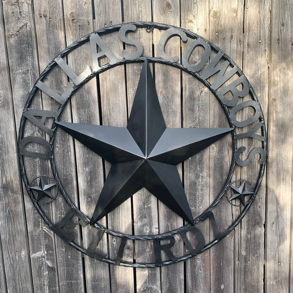 YOUR CUSTOM NAME DALLAS COWBOYS STAR METAL BARN STAR ROPE RING WESTERN HOME DECOR VINTAGE RUSTIC BROWN NEW HANDMADE 24",32",34",36",40",42",44",46",50"