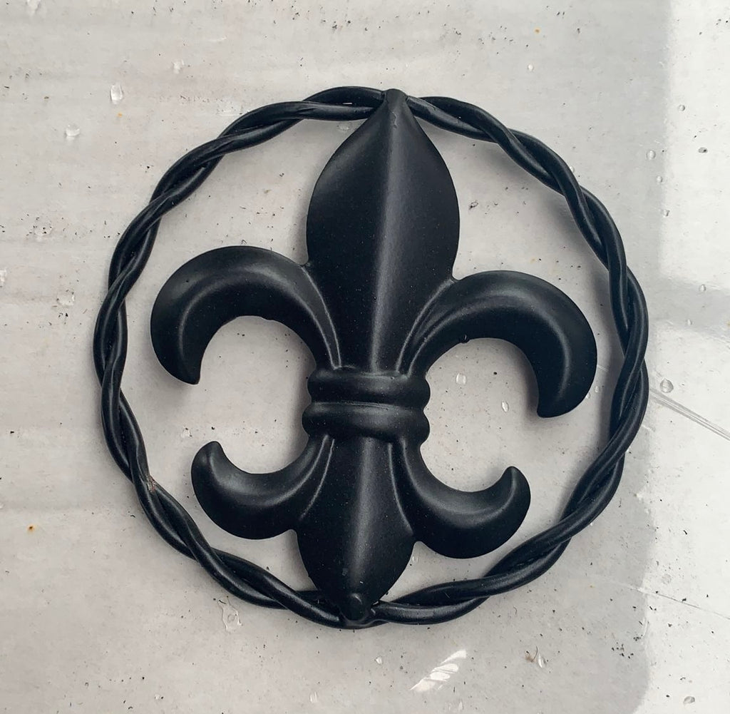 4" FLEUR DE LIS METAL WALL ART WESTERN HOME DECOR RUSTIC BLACK --FREE SHIPPING