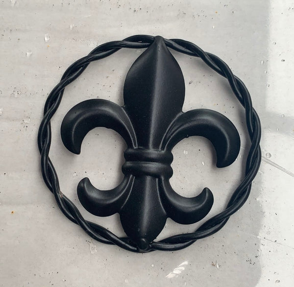 4" FLEUR DE LIS METAL WALL ART WESTERN HOME DECOR RUSTIC BLACK --FREE SHIPPING