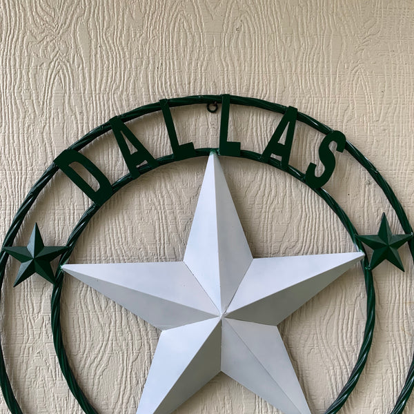 DALLAS STARS BARN LONE STAR METAL HOCKEY TEAM WESTERN HOME DECOR CRAFT RUSTIC GREEN & WHITE