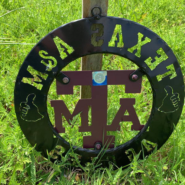 12",18",24",32" TEXAS A&M AGGIES WIDE BAND RING CUSTOM METAL VINTAGE CRAFT TEAM SIGN HANDMADE