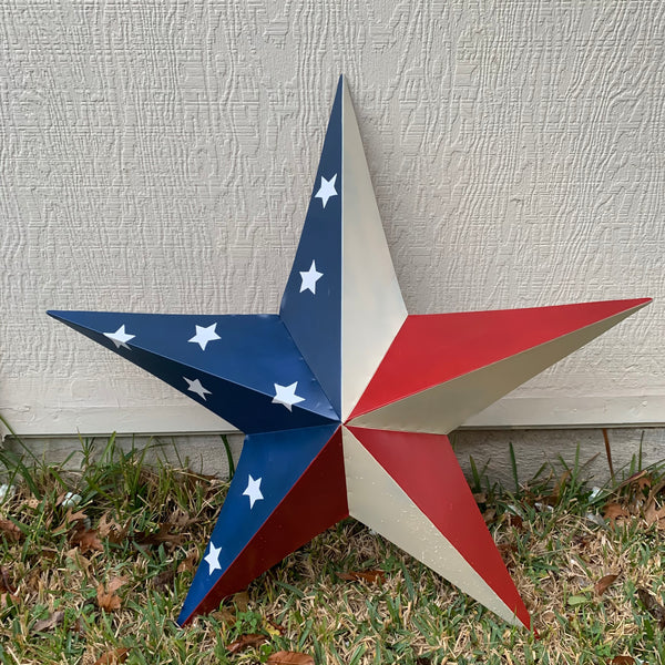 12",16",24",30",36" USA AMERICAN FLAG STAR STYLE #1 RED WHITE & BLUE METAL BARN STAR WALL ART HANDMADE STYLE# 1