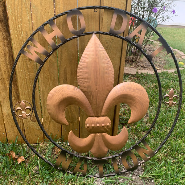 18", 24", 32" 36" WHO DAT NATION FLEUR DE LIS METAL WALL ART WESTERN HOME DECOR NEW