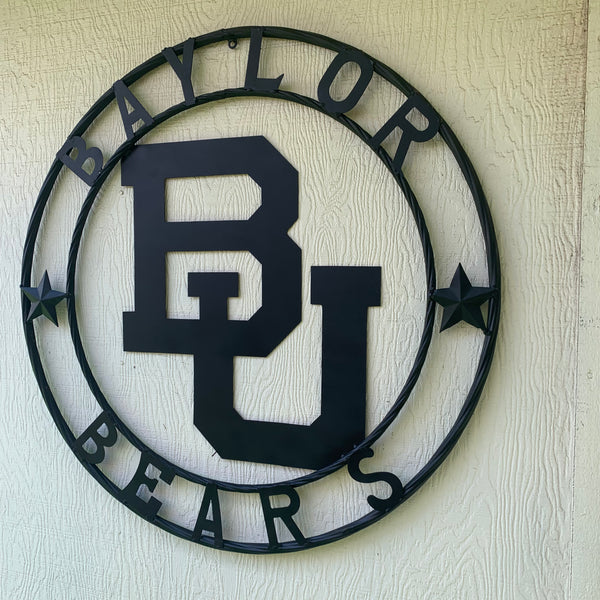 12", 18", 24", 32" BAYLOR BEARS CUSTOM BLACK METAL VINTAGE CRAFT SIGN WALL ART HANDMADE