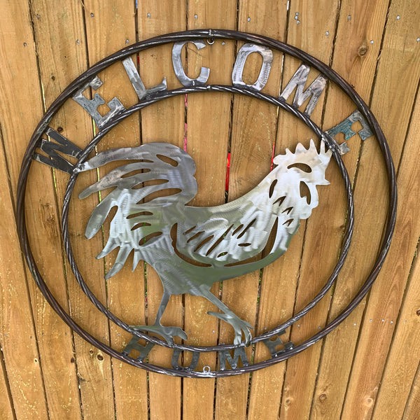 YOUR CUSTOM NAME ROOSTER LASERCUT RAW METAL ART WITH RING DESIGN WESTERN METAL ANIMAL ART HOME WALL DECOR BRAND NEW