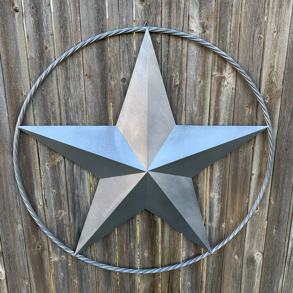 12",16",24",32",34", 36",38",40",48",60",72",96" RUSTIC GREY BARN LONE STAR WITH TWISTED ROPE RING METAL WALL ART WESTERN HOME DECOR VINTAGE RUSTIC CRAFT NEW