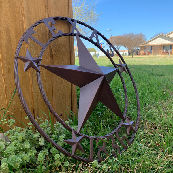24", 32",36",40" TEXAS 1836 RUSTIC BROWN BARN STAR METAL WALL WESTERN HOME DECOR HANDMADE