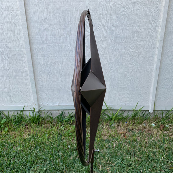 12",16",24" DOUBLE STAR ON STAKE METAL BRONZE COPPER BARN STAR WITH TWISTED ROPE RING CRAFT WESTERN HOME DECOR RUSTIC DECOR