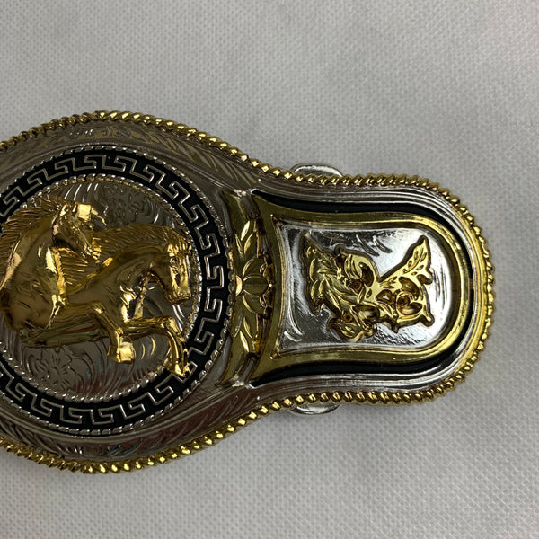 6.5" X 3.5" HORSE BELT BUCKLE GOLD SILVER BLACK WESTERN BUCKLE FASHION ART NEW #EH12271